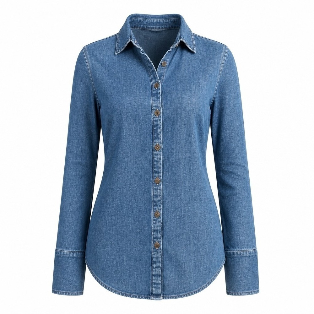 Banana Republic Denim Button Down Shirt XS Blue Cotton Hemp Long Sleeve